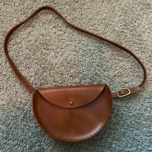 Tree Fairfax Half Moon Tan Leather Crossbody Bag